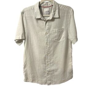 Joe’s Jeans Linen Blend Short Sleeve Button Up Shirt Men’s Medium White